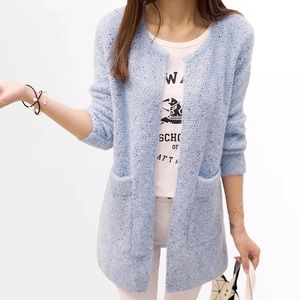 🌿Powder Blue Soft Knit Long Sleeved Cardigan🌿